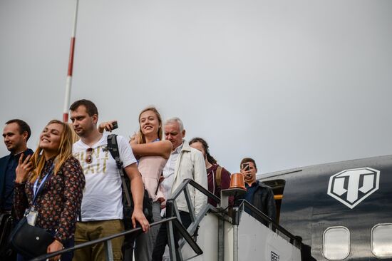 Прибытие первого рейса в аэропорт "Жуковский"