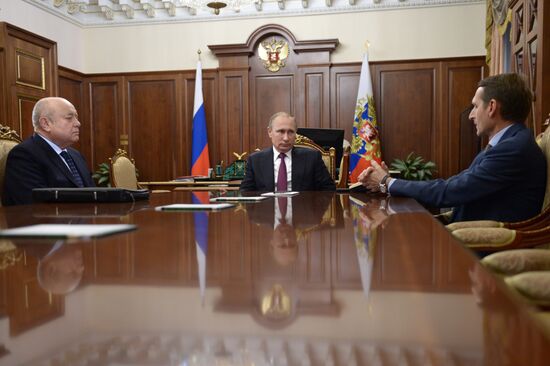 Президент РФ В. Путин встретился с С. Нарышкиным и М. Фрадковым