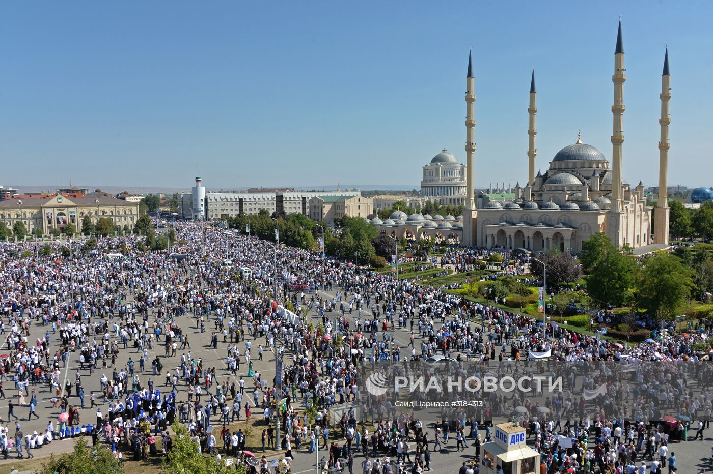 Митинг в Грозном в поддержку мусульман народа рохинджа