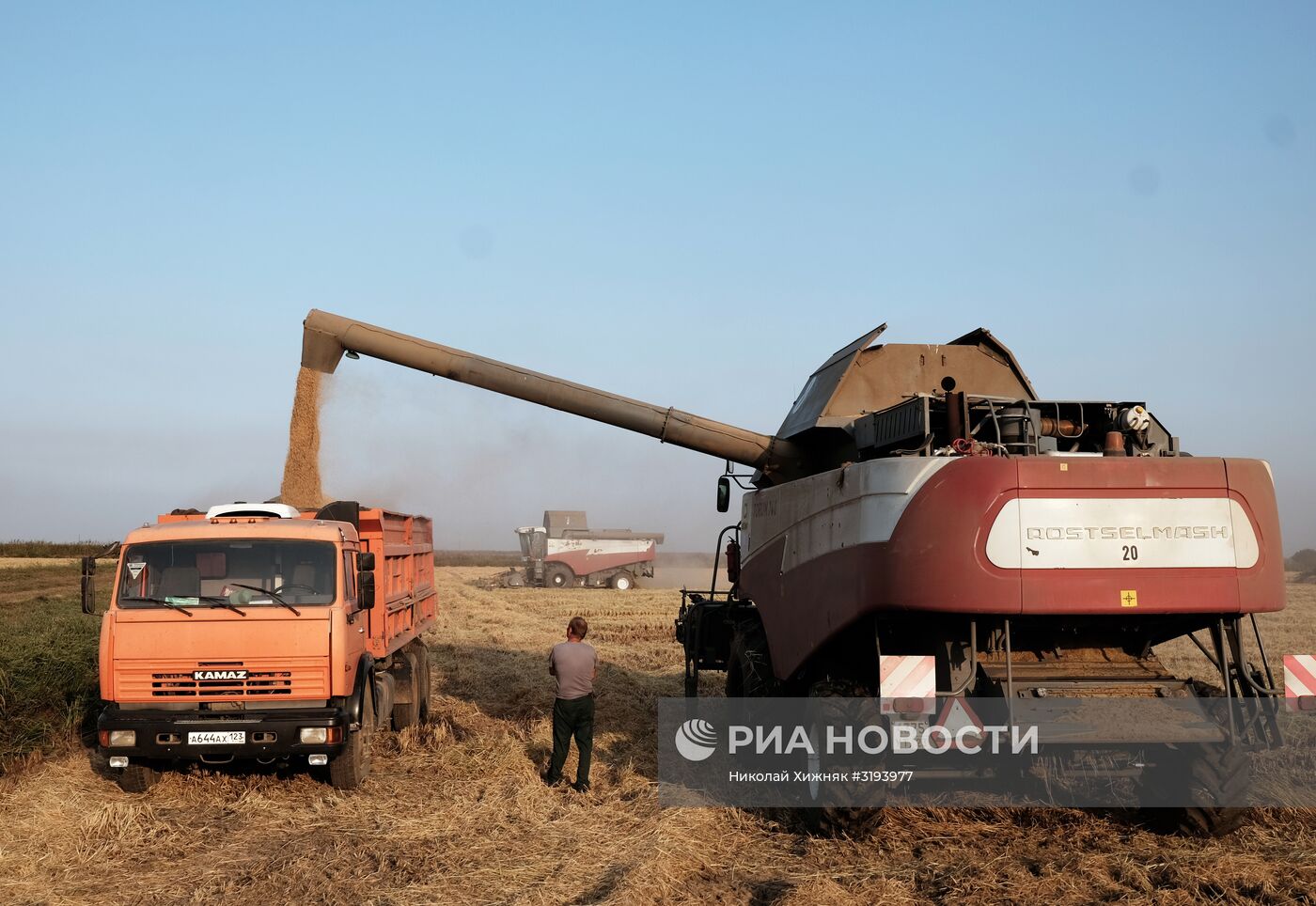 Уборка урожая риса в Краснодарском крае