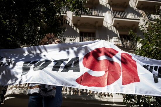 Акция протеста в Барселоне