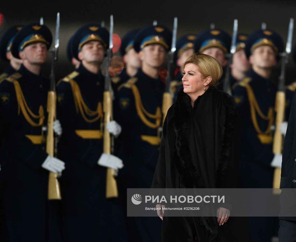 Прилет президента Республики Хорватия К. Грабар-Китарович в Москву