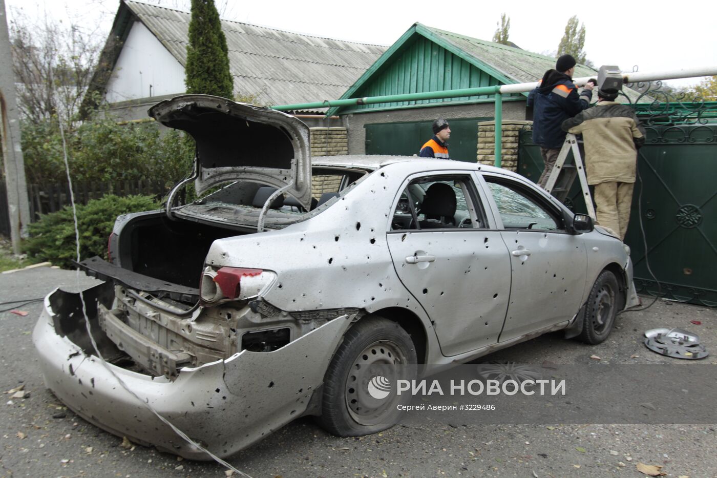Последствия обстрела в Донецке