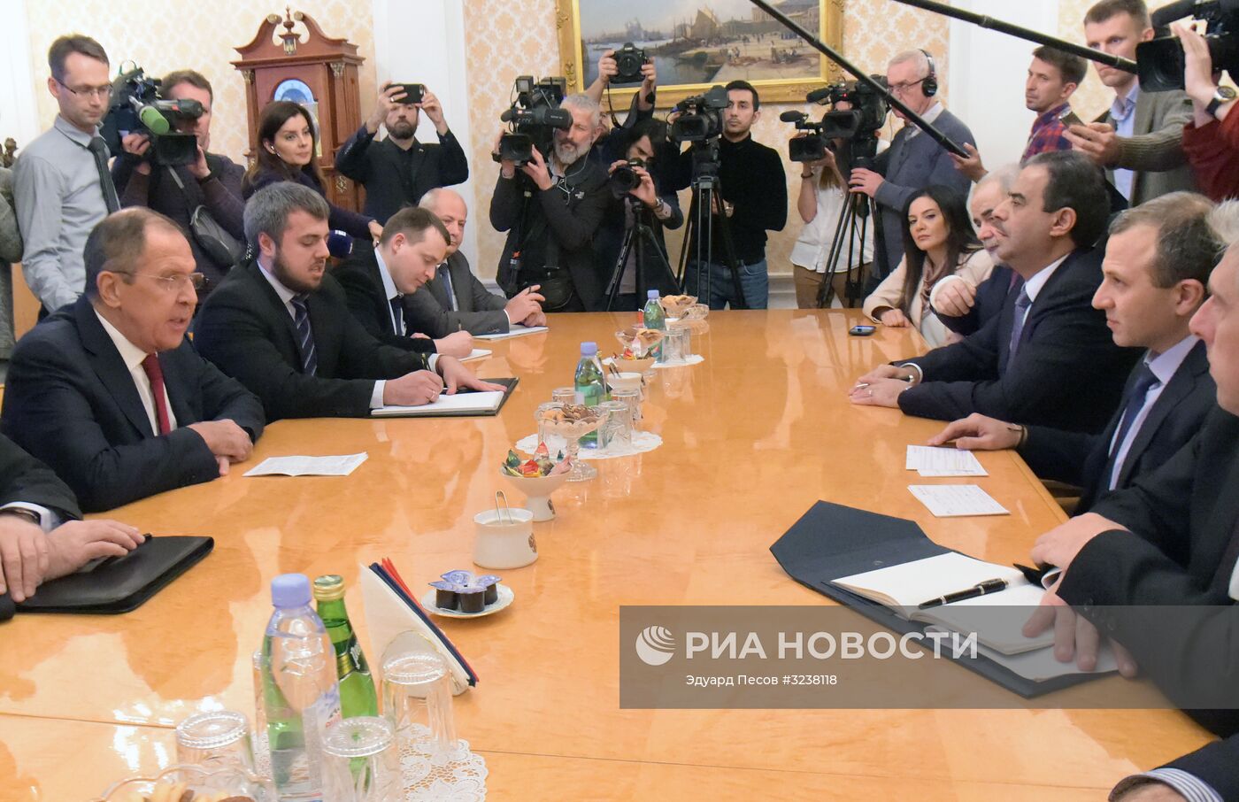 Встреча глав МИД РФ и Ливана Сергея Лаврова и Джебрана Бассилема