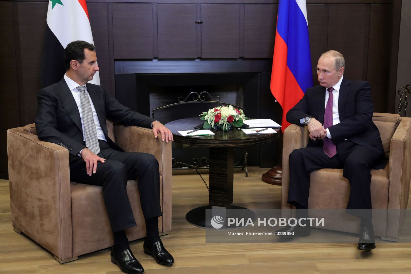 Рабочая встреча президента РФ В. Путина с президентом Сирии Б. Асадом