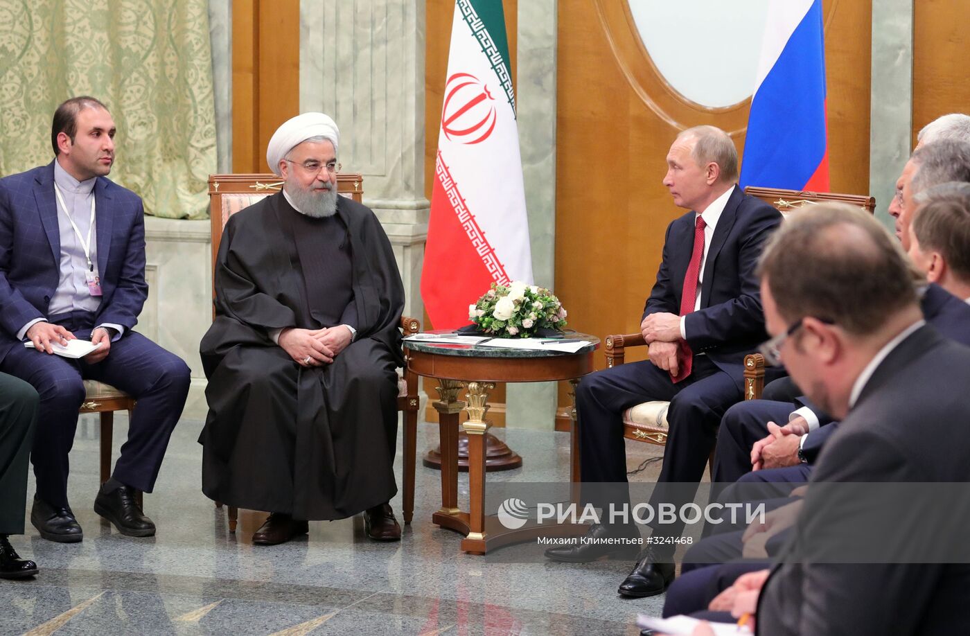 Встреча президента РФ В. Путина с президентом Ирана Х. Рухани
