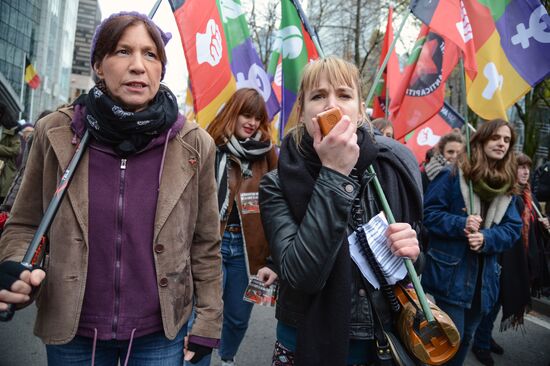 Акция против насилия в отношении женщин в Брюсселе