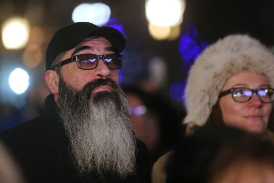 Церемония зажжения ханукальной свечи в Москве