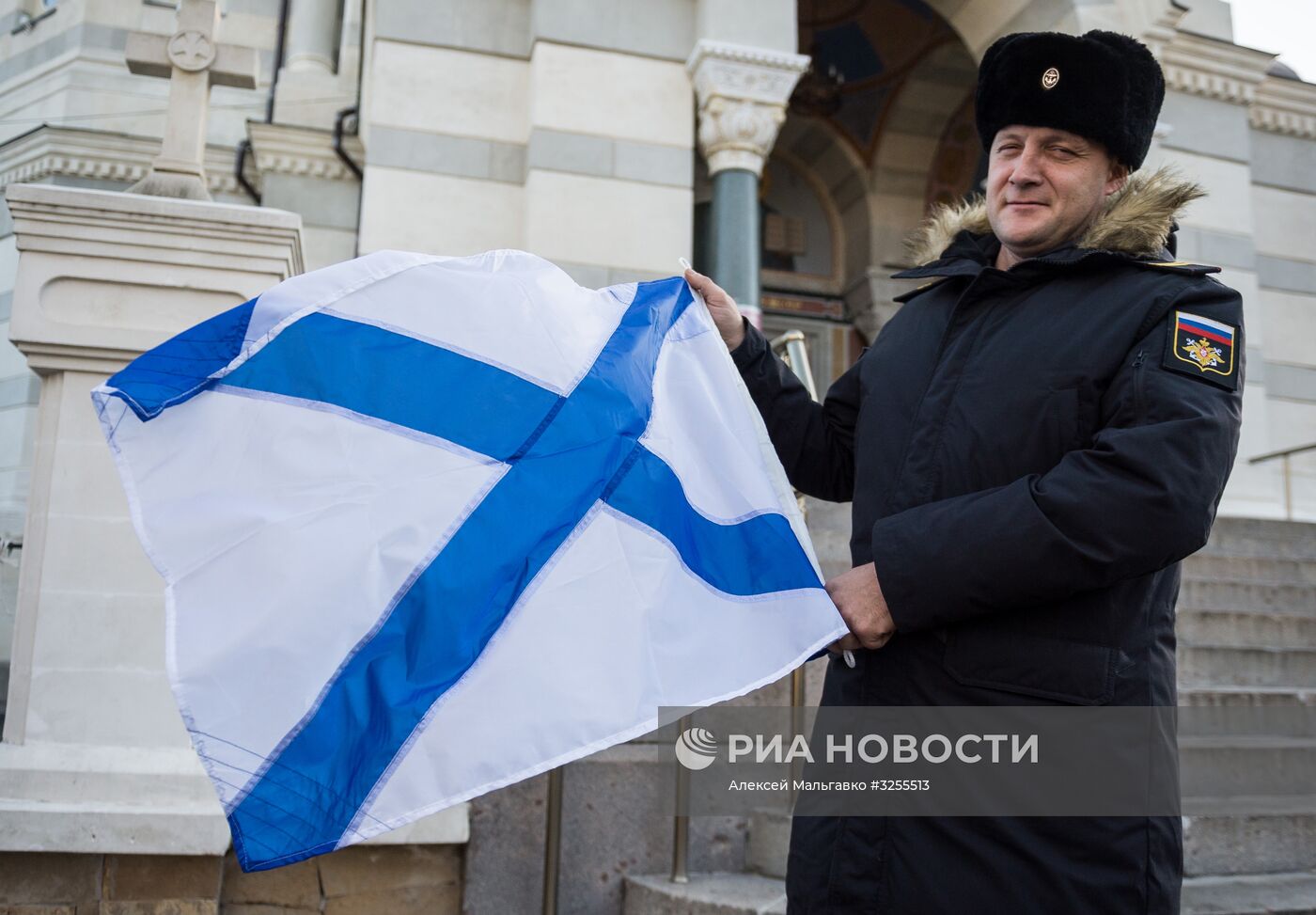 Освящение Андреевских флагов кораблей и судов ЧФ в Севастополе