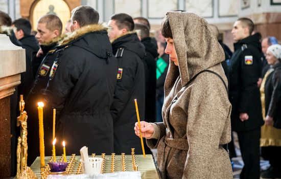 Освящение Андреевских флагов кораблей и судов ЧФ в Севастополе