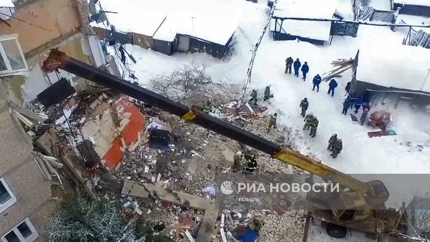 Последствия обрушения части жилого дома в г. Юрьевец Ивановской области