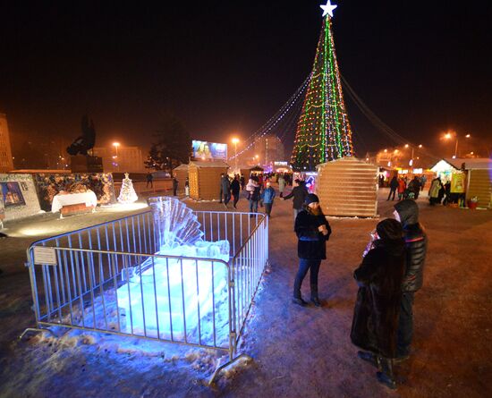 Народные гуляния в ледовом городке в Уссурийске