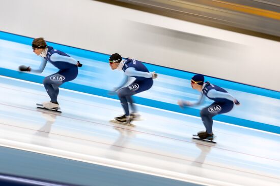 Конькобежный спорт. Чемпионат Европы на отдельных дистанциях. Тренировки