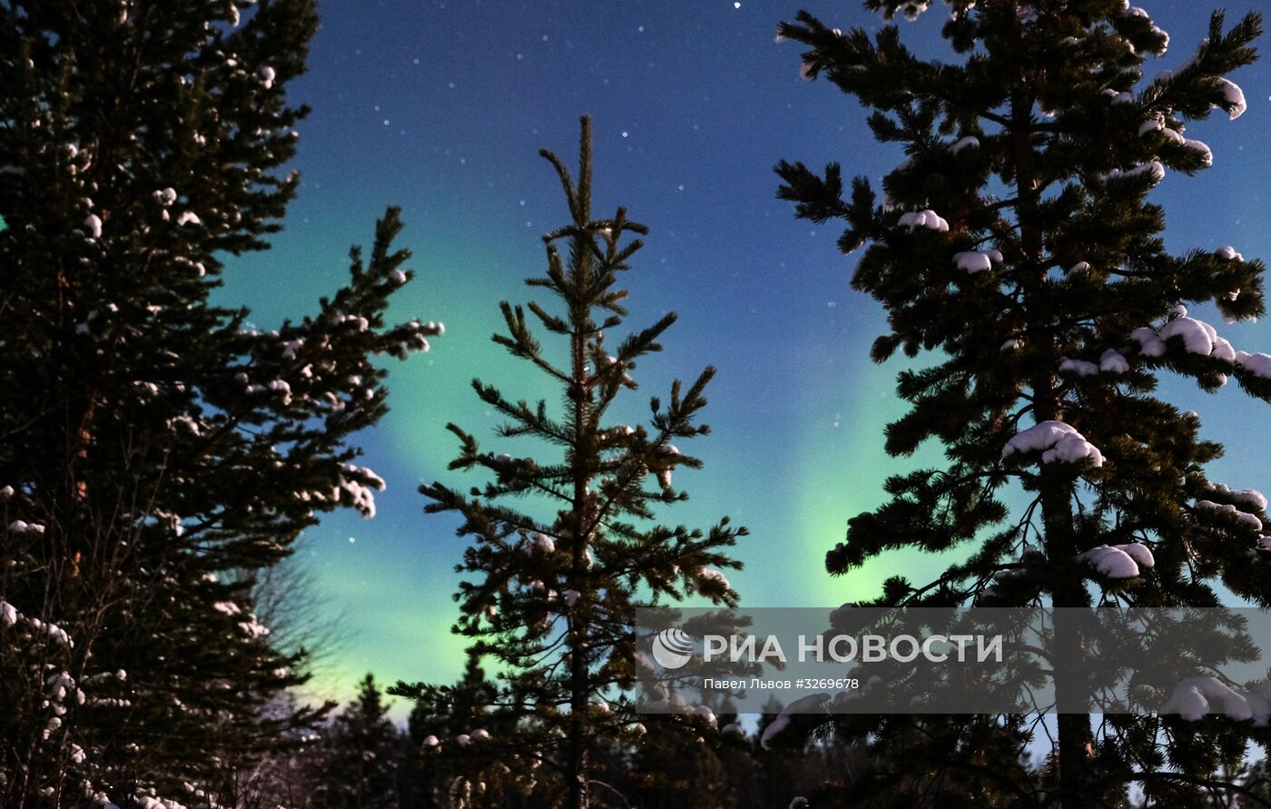 Северное сияние в Мурманской области