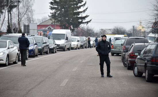 Акция протеста на границе между Украиной и Польшей