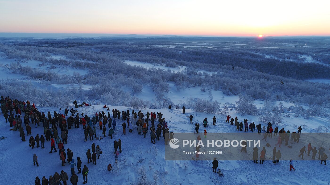 Первый рассвет после полярной ночи в Мурманске