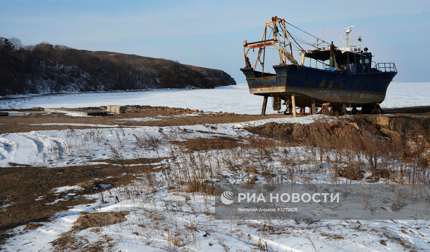 Зима на острове Русский