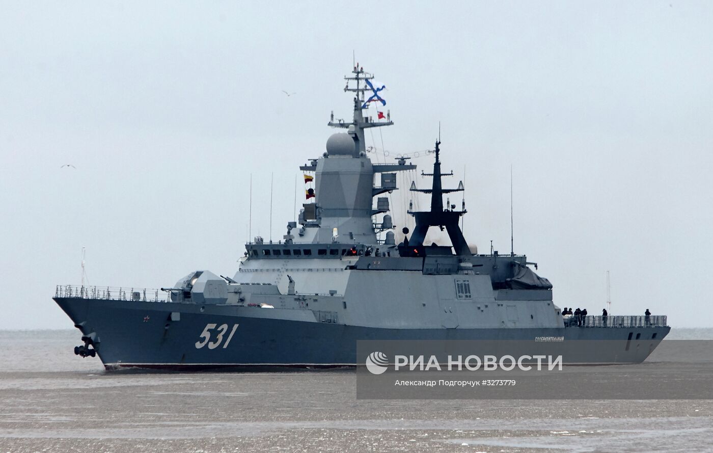 Встреча корветов "Сообразительный" и "Бойкий" в порту Балтийска