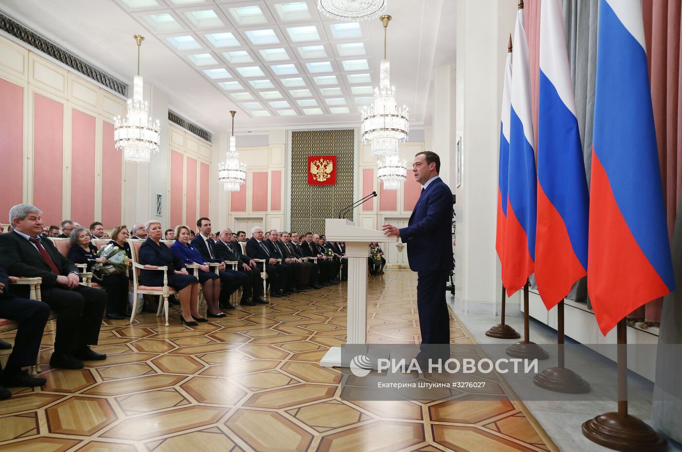 Премьер-министр РФ Д. Медведев принял участие в церемонии вручения премий правительства РФ в области науки и техники