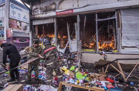 Пожар на Ошском рынке в Бишкеке