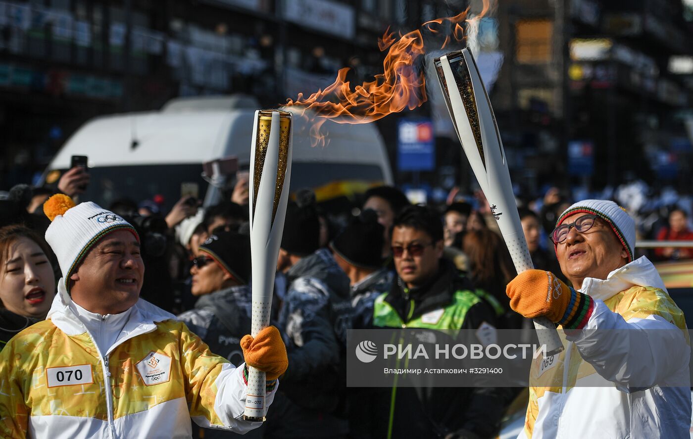 Эстафета Олимпийского огня в Пхенчхане