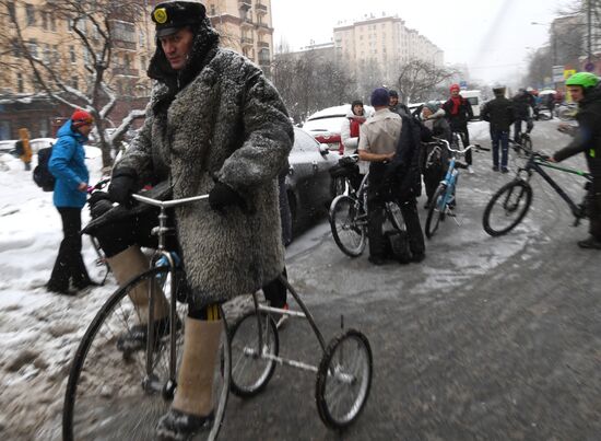 Третий зимний московский велопарад