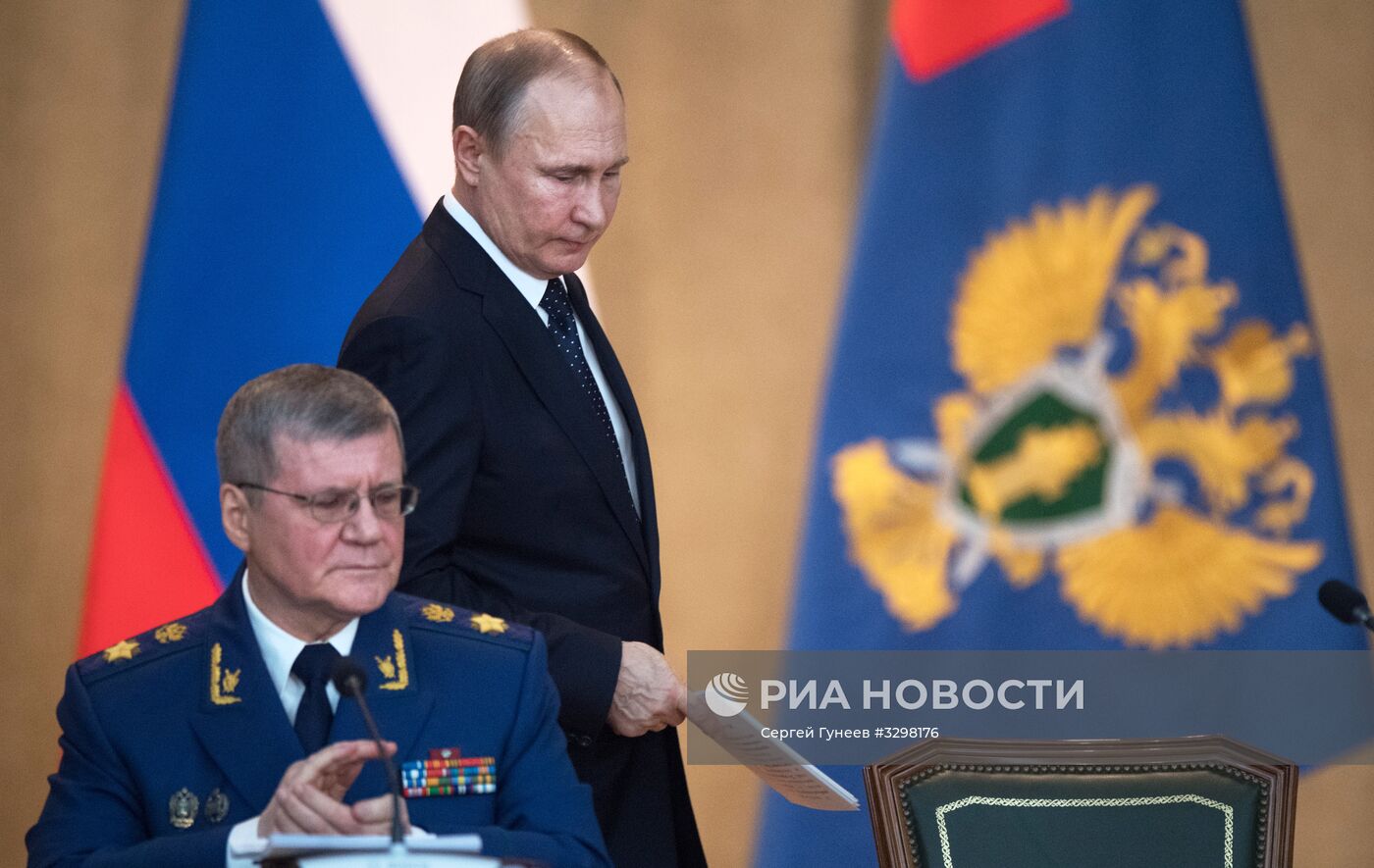 Президент РФ В. Путин принял участие в расширенном заседании коллегии Генпрокуратуры РФ