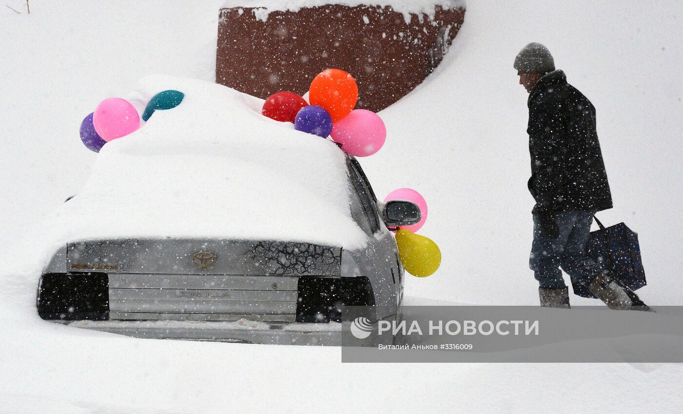 Снегопад во Владивостоке