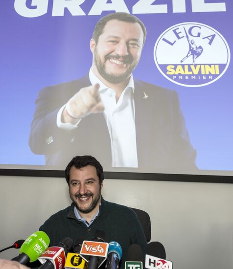 Пресс-конференция лидера итальянской партии "Лига Севера" Маттео Сальвини