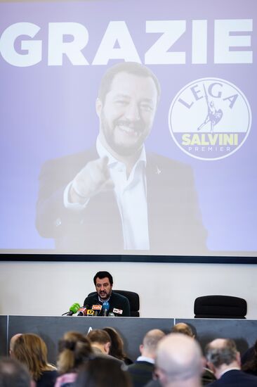 Пресс-конференция лидера итальянской партии "Лига Севера" Маттео Сальвини