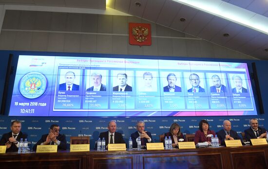 Объявление предварительных итогов выборов президента РФ