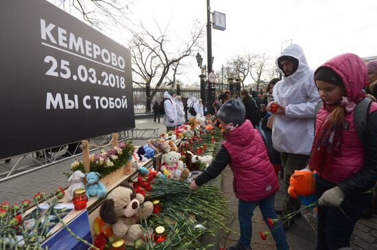 Акции в память о погибших при пожаре в ТЦ "Зимняя вишня"