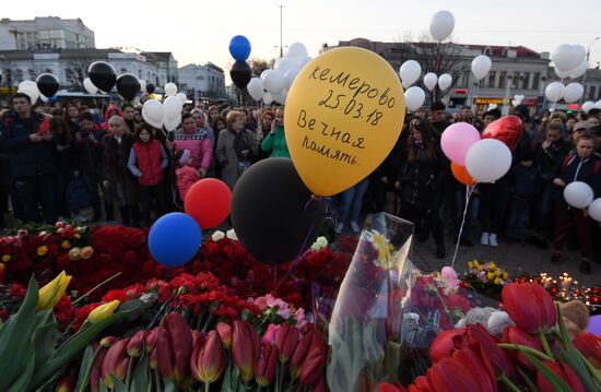 Акции в память о погибших при пожаре в ТЦ "Зимняя вишня"