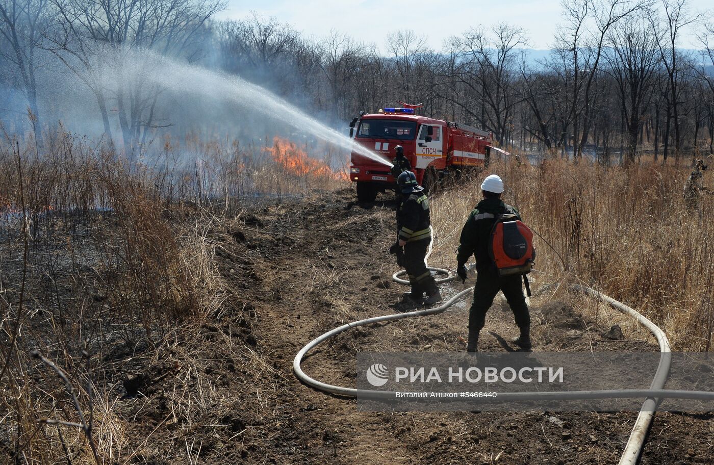 Учения по тушению лесных пожаров в Приморском крае  