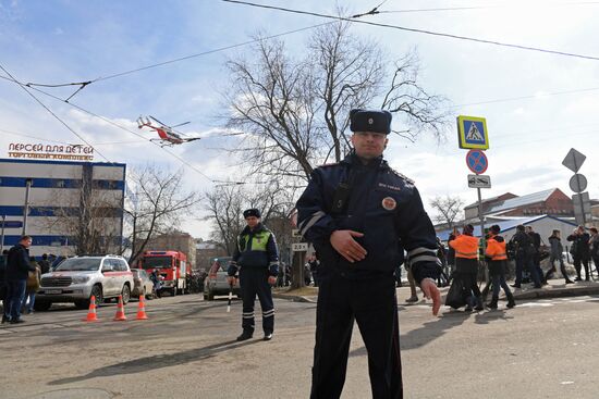 Пожар в торговом центре "Персей" в Москве