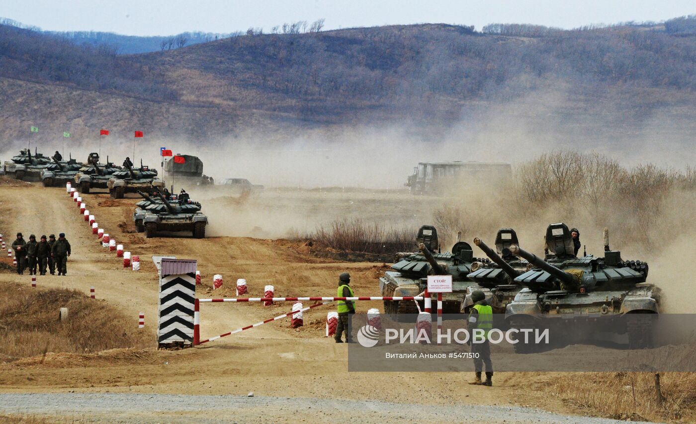 Отборочный этап всеармейских соревнований "Танковый биатлон" в Приморском крае