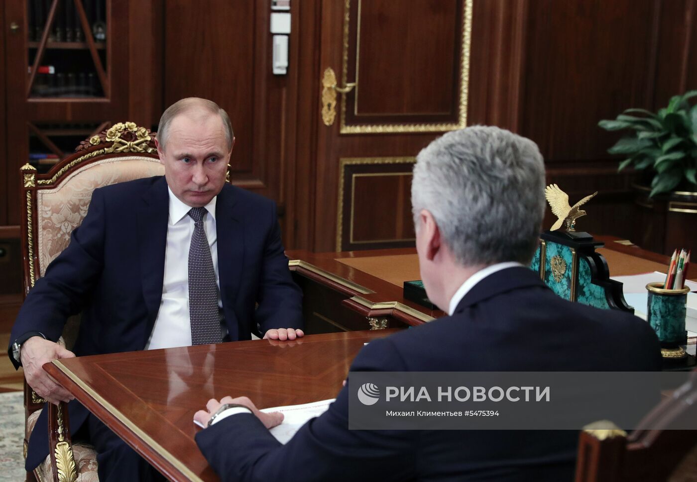 Президент РФ В. Путин встретился с мэром Москвы С. Собяниным