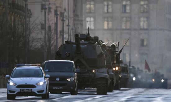 Ночная репетиция парада Победы на Красной площади