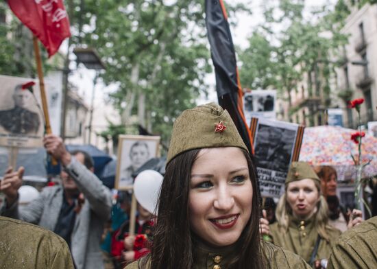 Акция "Бессмертный полк" в Барселоне