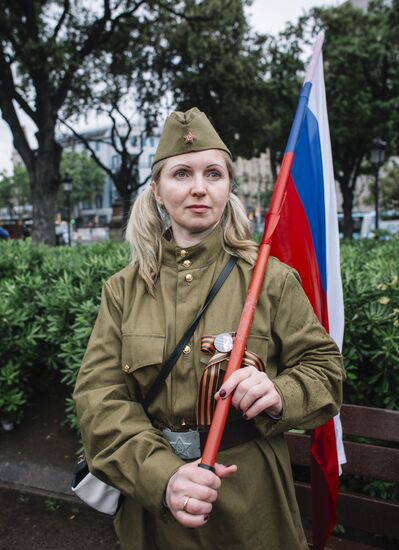 Акция "Бессмертный полк" в Барселоне