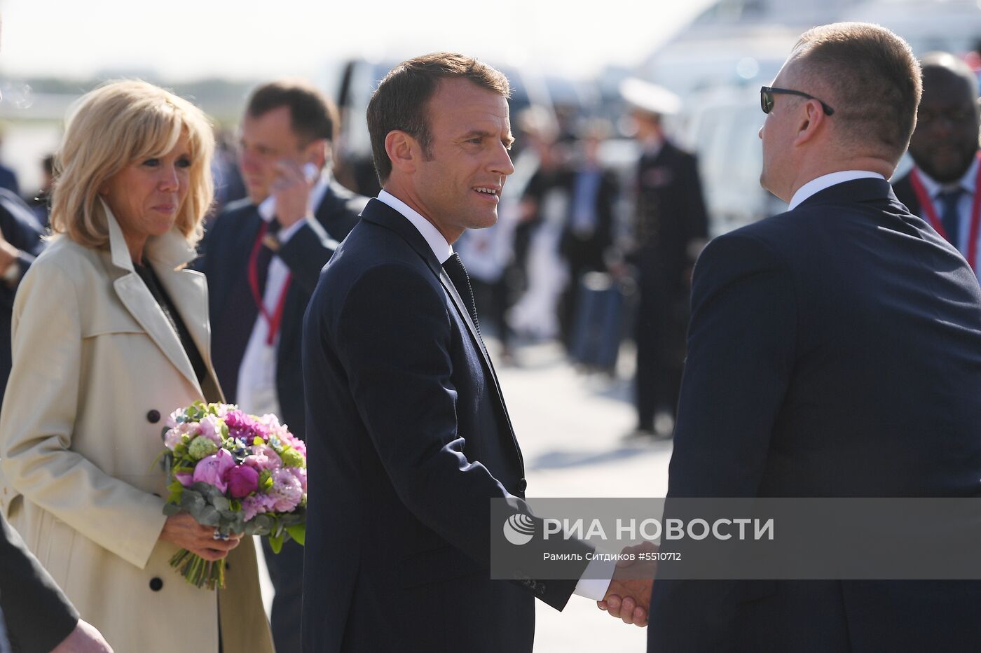 Прилет президента Франции Э. Макрона в Санкт-Петербург