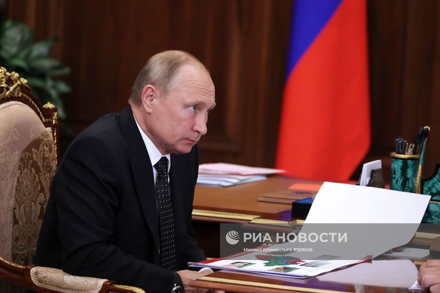 Президент РФ В. Путин встретился  с губернатором Новгородской области А. Никитиным