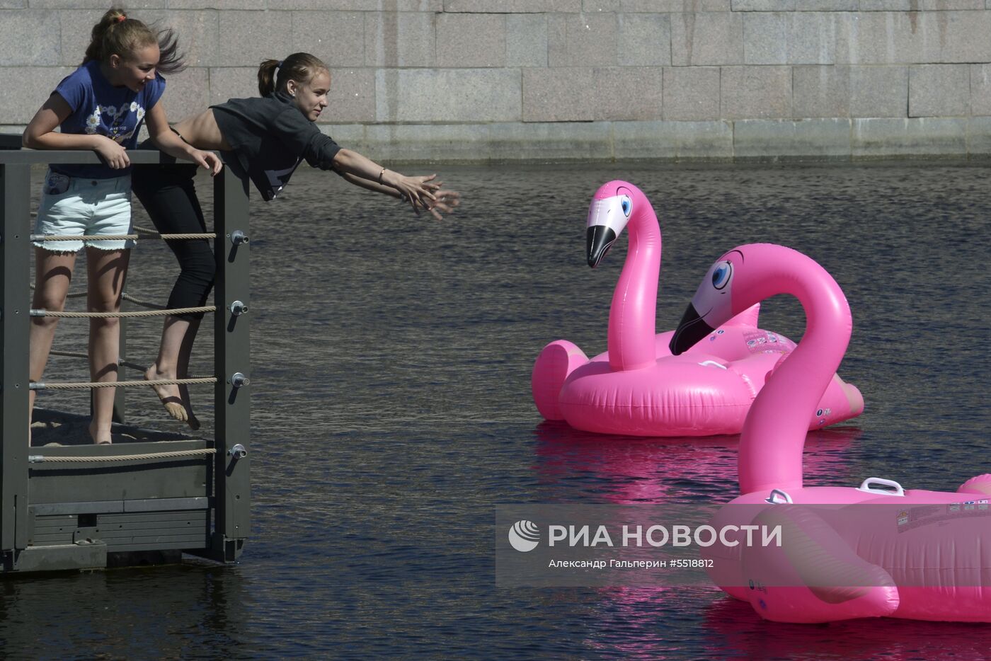 Пляж с розовыми фламинго открылся в Новой Голландии в Санкт-Петербурге