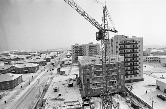 Строительство первых девятиэтажек в Мирном