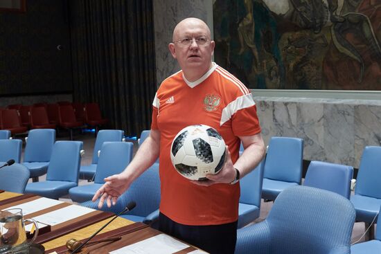 Трансляция церемонии открытия ЧМ-2018 по футболу в штаб-квартире ООН