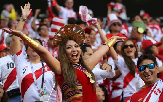 Болельщики перед матчем ЧМ-2018 Перу-Дания 