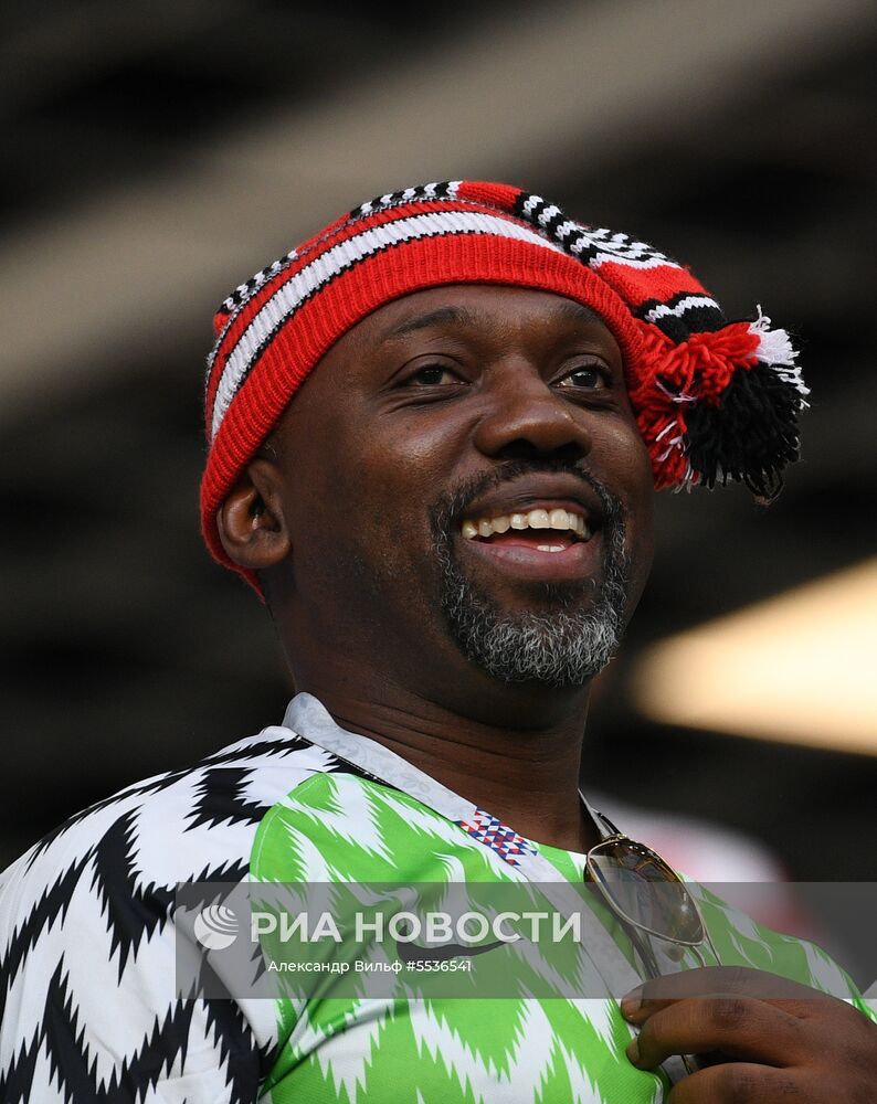 Болельщик сборной Нигерии перед матчем группового этапа чемпионата мира по футболу между сборными Хорватии и Нигерии. Место: Россия, Калининград. Автор: Александр Вильф/РИА Новости. Футбол. ЧМ-2018. Матч Хорватия - Нигерия
