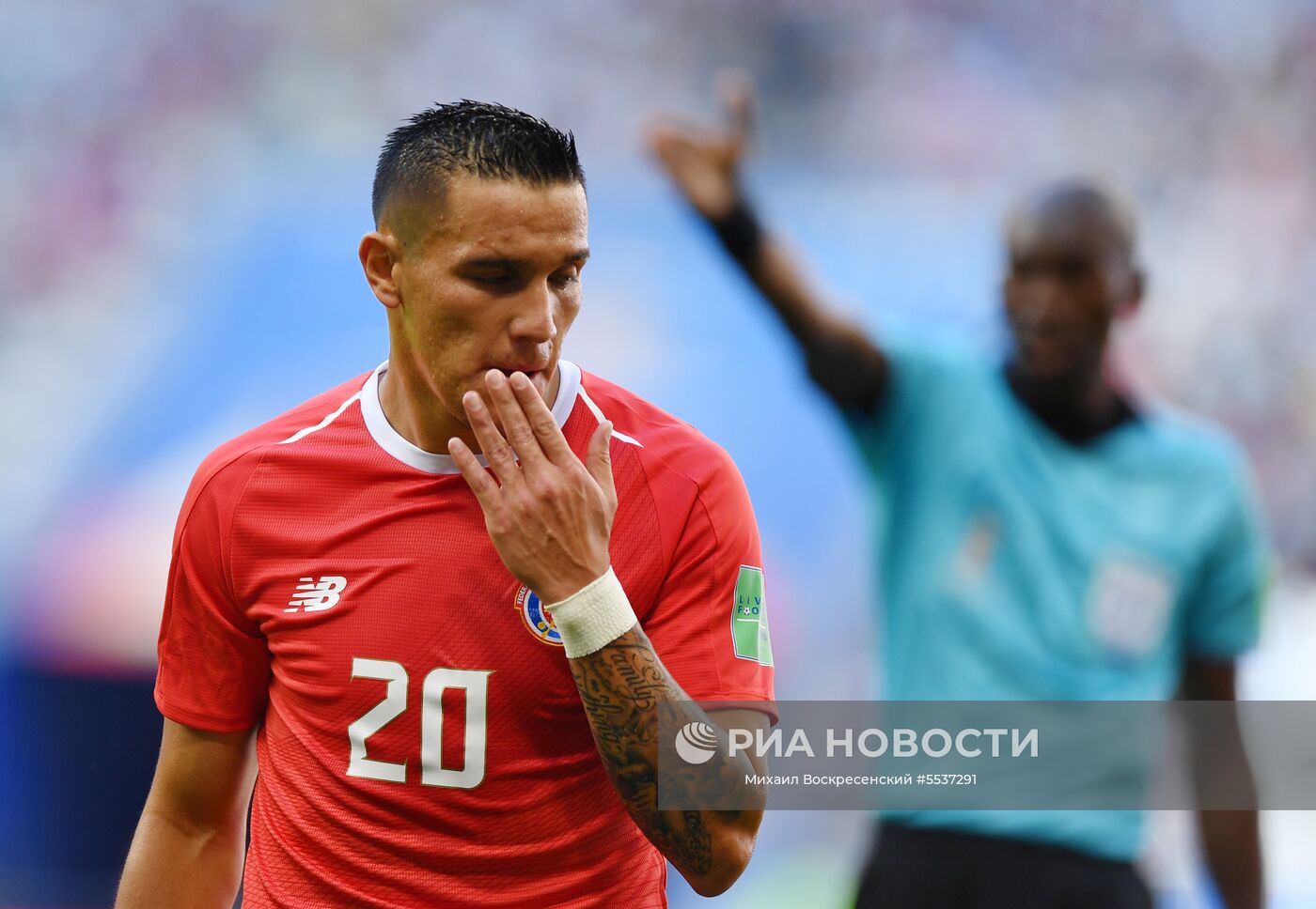 Давид Гусман (Коста-Рика) в матче группового этапа чемпионата мира по футболу между сборными Коста-Рики - Сербии. Место: Россия, Самара. Автор: Михаил Воскресенский/РИА Новости. Футбол. ЧМ-2018. Матч Коста-Рика - Сербия