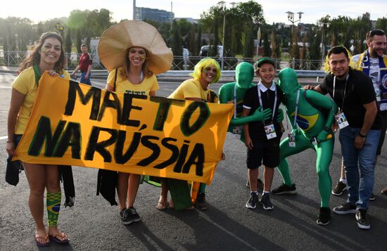 Болельщики перед матчем ЧМ-2018 по футболу между сборными Бразилии и Швейцарии