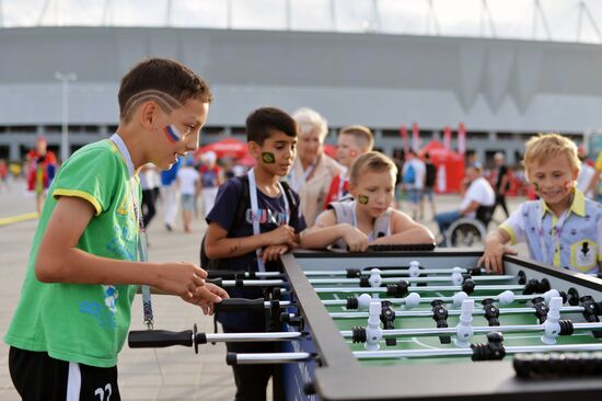 Болельщики перед матчем ЧМ-2018 по футболу между сборными Бразилии и Швейцарии